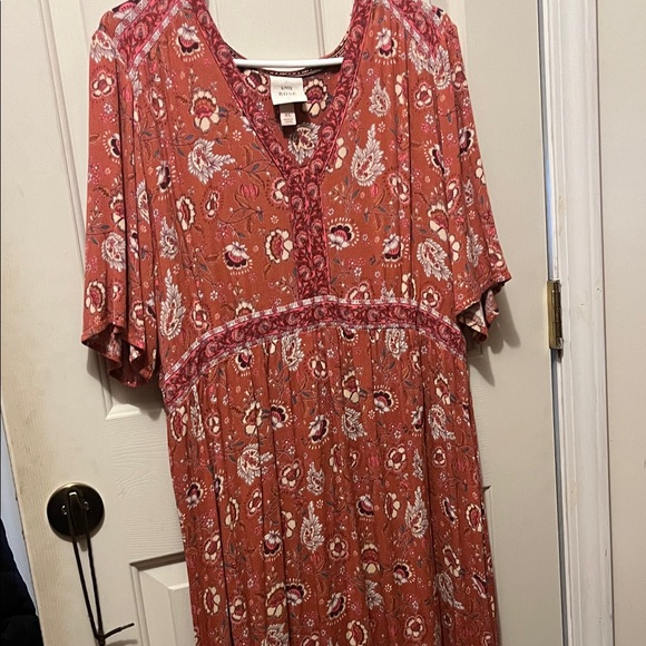 Knox Rose Terracotta Paisley V-Neck Dress super comfy!! - Picture 1 of 3